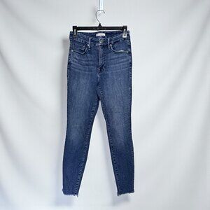 Good American “Good Legs” High Rise Skinny Jeans Raw Hem Size 28